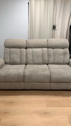 3-Seat Reclining Sofa Light Gray Fabric