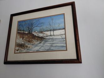 Framed winter scenic print