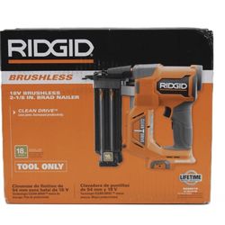 RIDGID R09891B 18V Brushless 2-1/8 in Brad Nailer 18 Gauge Cordless Tool Only