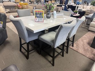 Genuine marble dining set! Easy financing! 💙🎉💜