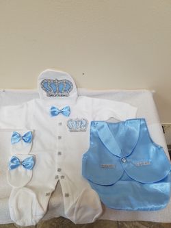 Royal baby blue outfit & vest (0-3)- brand new