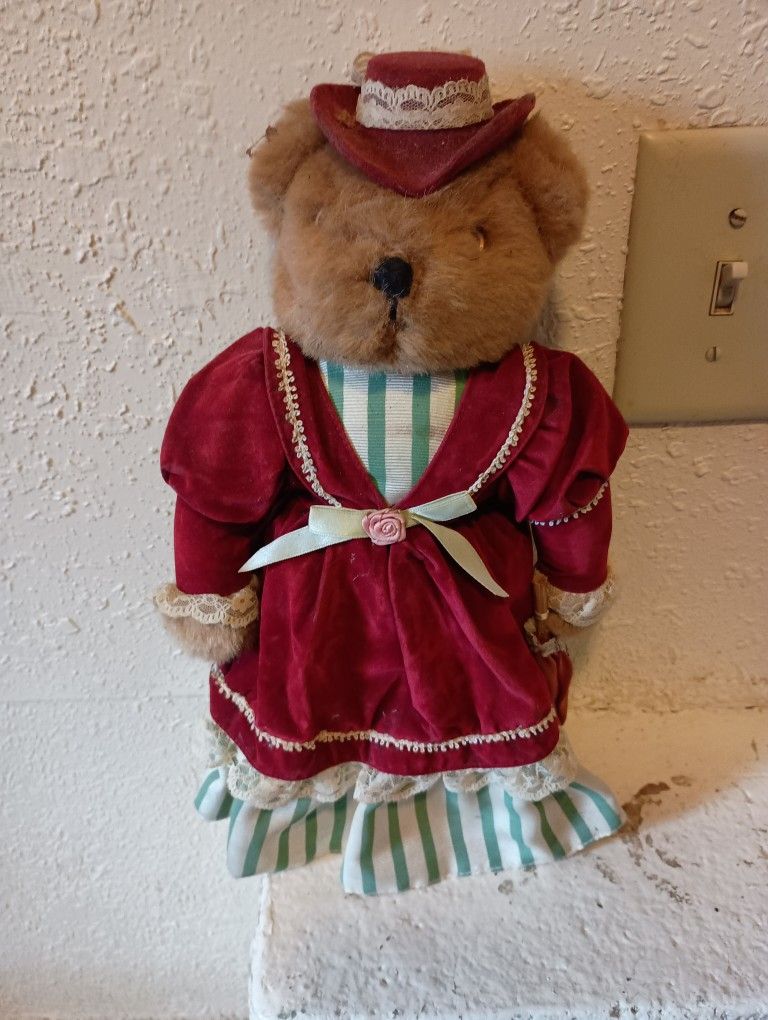 Sweet Victorian Teddy Bear with Stand - Cozy and Collectable