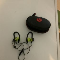 Power Beats Green Earbuds