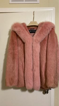 Mink hooded jacket with fox trim size L