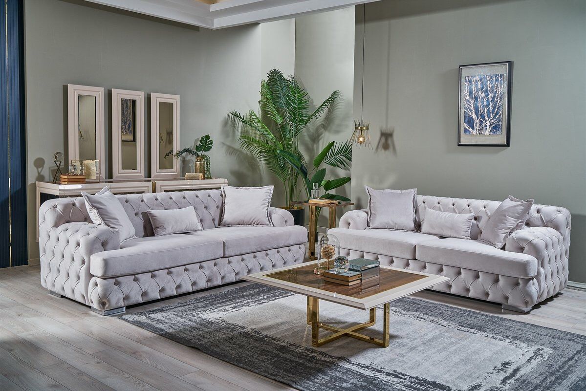 Shannon White Velvet Sofa & Loveseat /couches / Living room set
