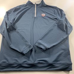 Peter Millar Crown Sport Perth Performance Golf Quarter-Zip Pullover Blue Size XXL