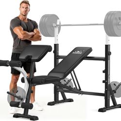 FLYBIRD Olympic Adjustable Weight Bench, with Bench Press Rack, Leg Extension and Leg curl, for Home Gym Workout 