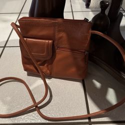 VINTAGE BURNT ORANGE LEATHER TIGNANELLO CROSSBODY PURSE
