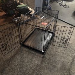 24" Foldable Metal Dog Crate Double Door