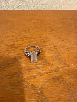 Sterling silver rose quartz ring size 9