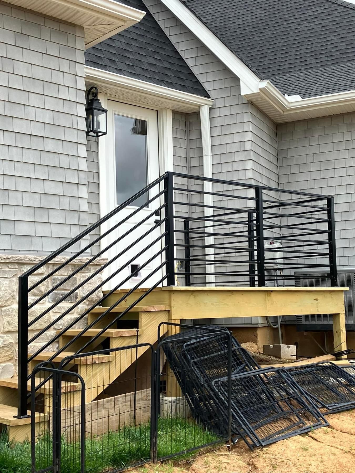 Elegant Exterior Staircase with Steel Railings