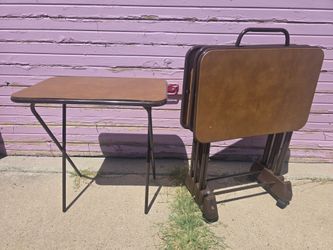 Vintage Cosco TV Trays w/ Caddy