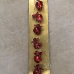 Six Red Vintage Christmas Bells In Package