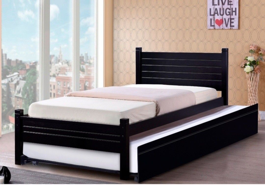 Twin Size Bed Frame With Trundle And Mattress Memory Foam 6 High