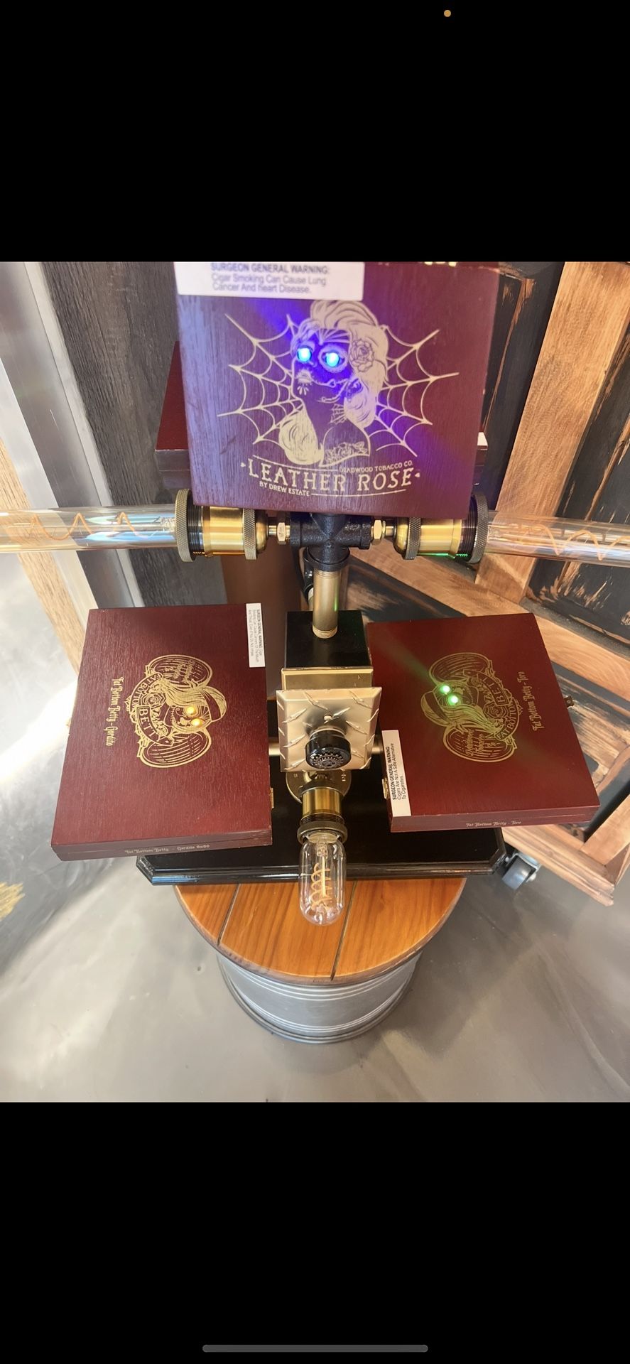 Custom Industrial Steampunk Cigar Box Lamp Light