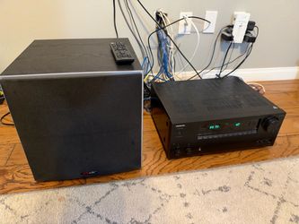 Onkyo TX-NR686 7.2 Dolby Atmos Receiver + Polk PSW10 Subwoofer