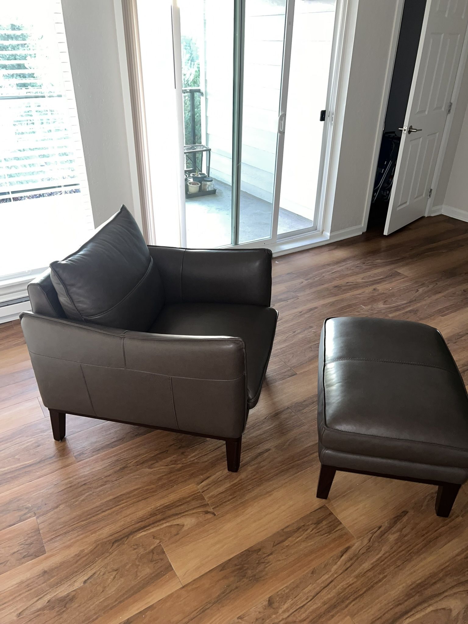 Beautiful Leather Chair + Ottoman!!