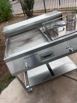 Hot dog cart with fryer