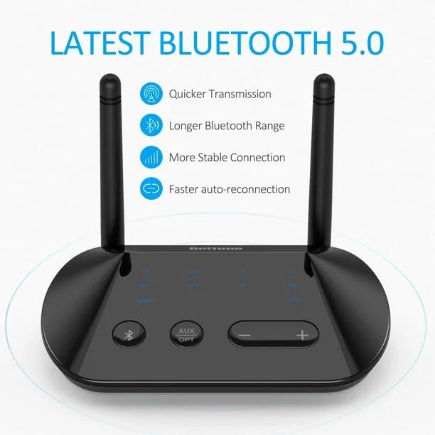 Boltune Bluetooth 5.0 aptX HD Low Latency Long Range transmitter & Receiver Boltune BT-BA002 is a 164ft long range Bluetooth transmitter, receiver and