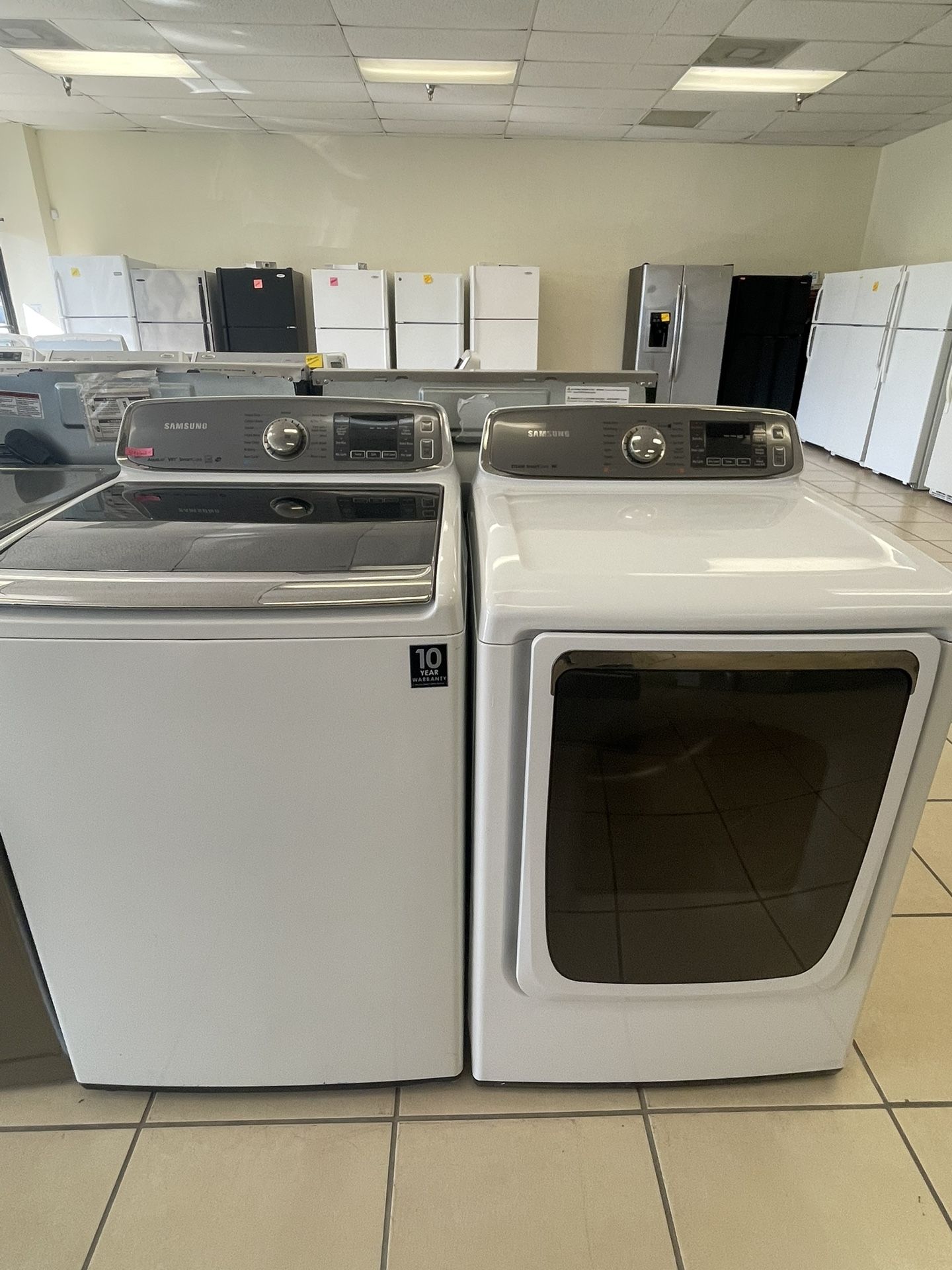SAMSUNG SET WASHER AND DRYER WHITE