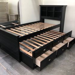 Twin Trundled Bed Frame Solid Wood New In The Box