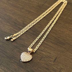 Mariner Chain In Gold Filled With Heart Pendant