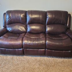 Leather Power Recline Couch 