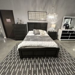 Lorenzo Dark Grey Queen Bedroom Set / 4pc
