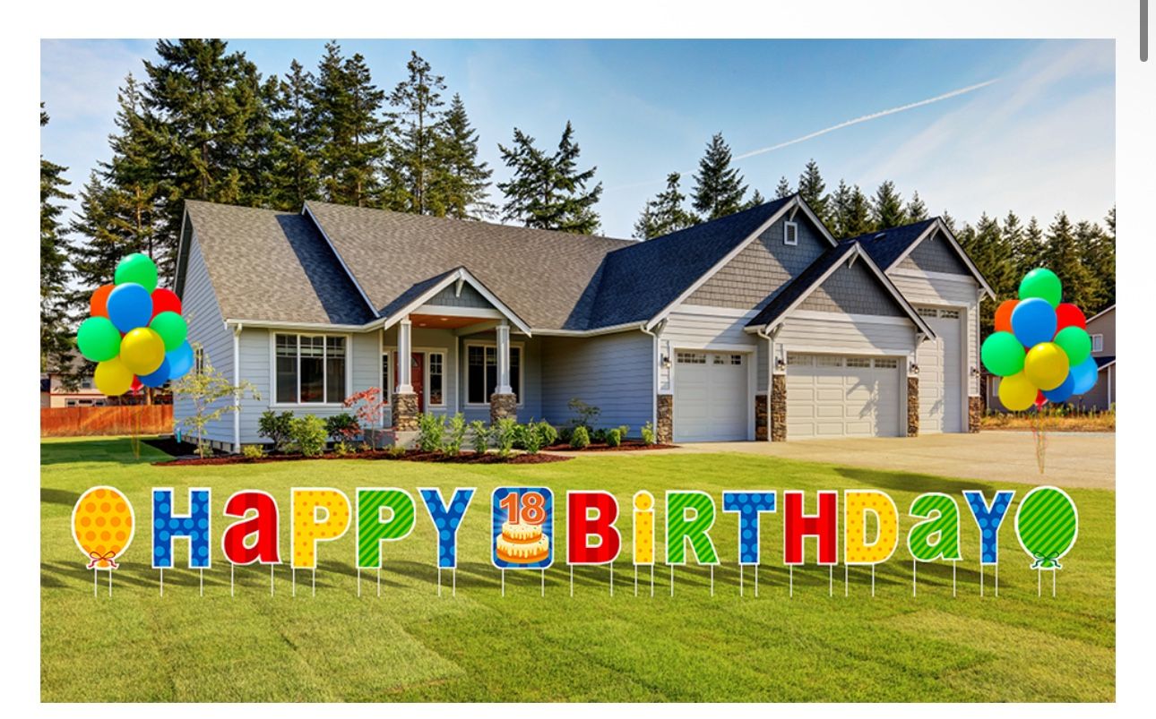 Happy Birthday Yard Sign With Stakes