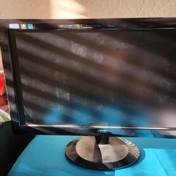 2 computer monitors with dual stand and cords