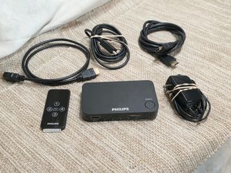 Philips 4-Port HDMI Switcher Box Bundle w/ Remote & 3 HDMI Cables