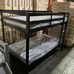 Twin bunk bed. Comes in espresso, white & grey. Assembly required. Assembly not included. Taxes included. Free delivery.  Bunk bed only-$220 Bunk bed 