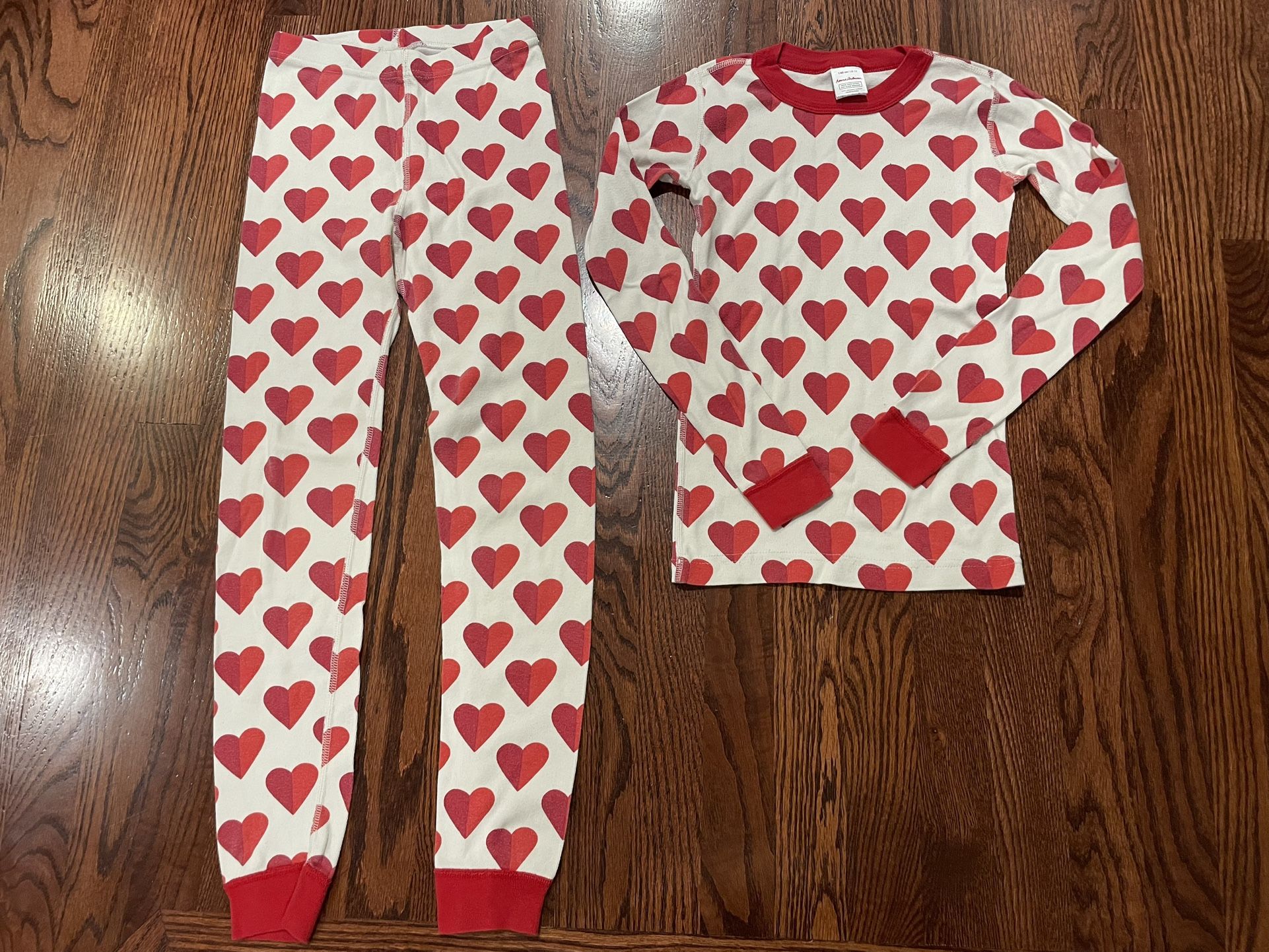 Hanna Andersson Girls Long John Heart Pajamas Size 10 / 140cm