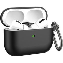 AirPods Pro Case Cover with Keychain, BELONGME Full-Body Protective Silicone Skin Cover Case for Apple Airpod Pro 2019 [Front LED Visible] (AA-Black) 