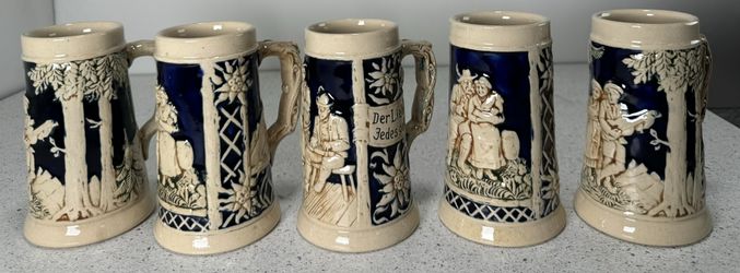 German 1/4 Liter Stein Set 5 Total