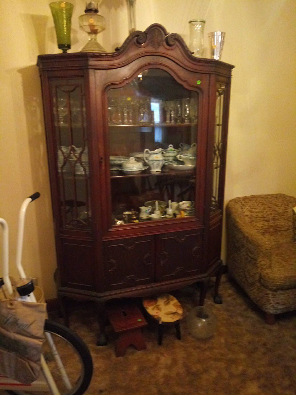 Antique Claw Foot China Cabinet