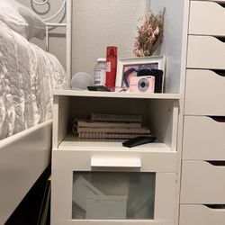 Nightstand, Drawer Storage And Floor Mirror