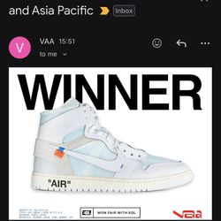 Off White Alaska Jordan 1 Size 9