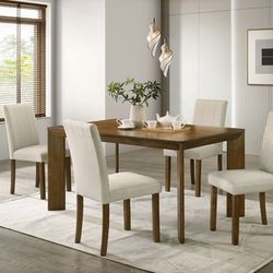 Antique Brown Solid Wood Rectangular Dining Table Seats 6 – Transitional Style – Brand New – Local Delivery Available - Mesa Sillas Comedor