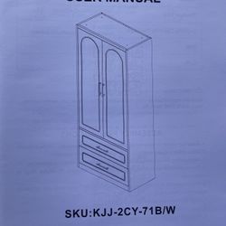 White White Metal Armoire Wardrobe Closet with 2 Drawer,71Inch 