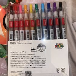 Nintendo Mario Super Mario Power Up Sarasa Clip Gel Ballpoint Pen Set