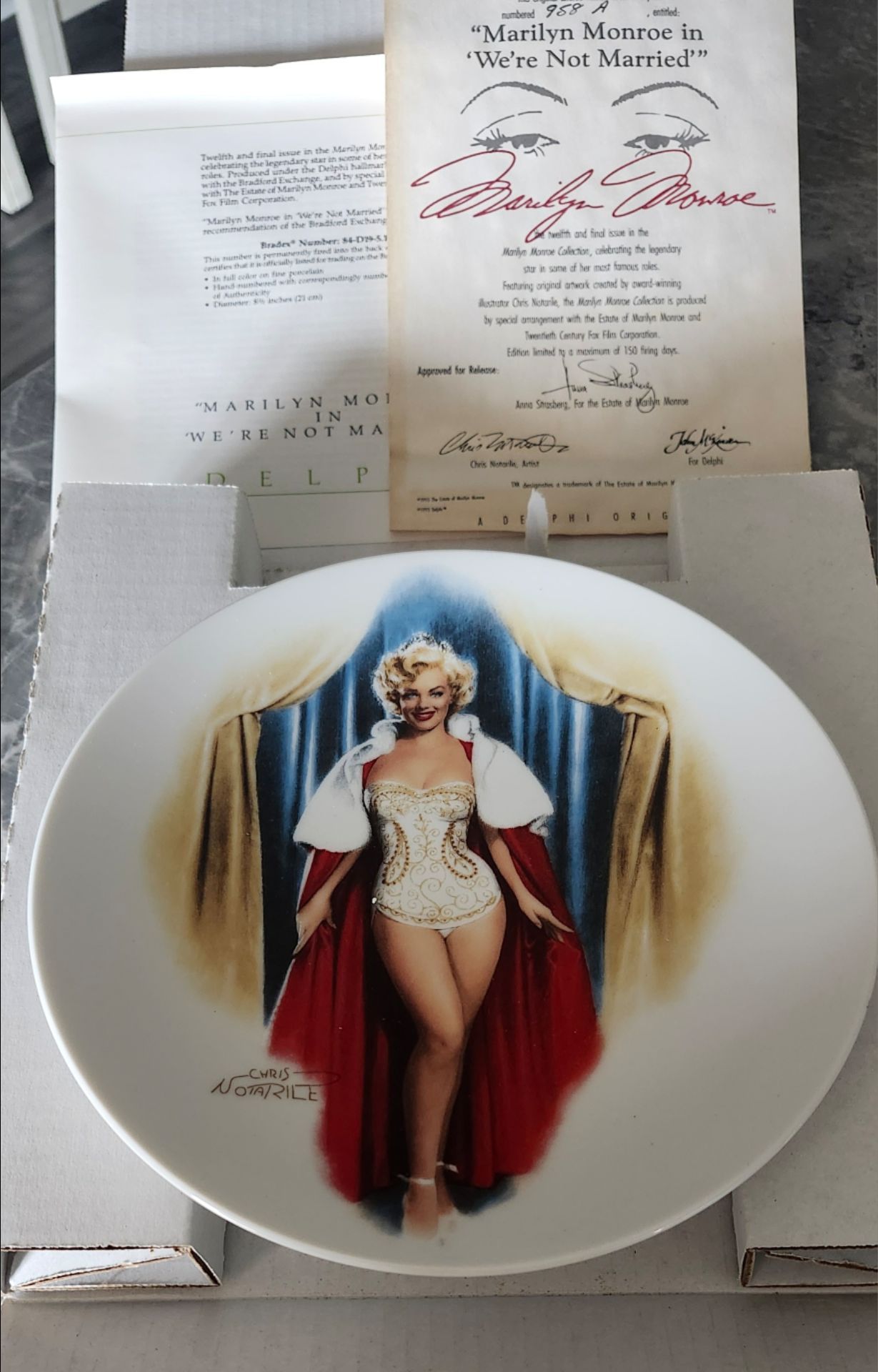 We're Not Married Collector Plate The Marilyn Monroe Collection #12 Movie Chris Notarile