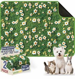 Washable Pee Pads for Dogs, Reusable Puppy Potty Training Pads, Ultra-Absorbent Thick Waterproof Leak-Proof Non-Slip Pads & Mat for Crate, Playpen, Fl