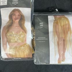 Halloween 2xL Gold Corset & Skirt 