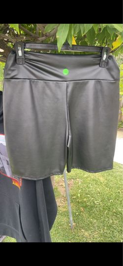 Black leather shorts