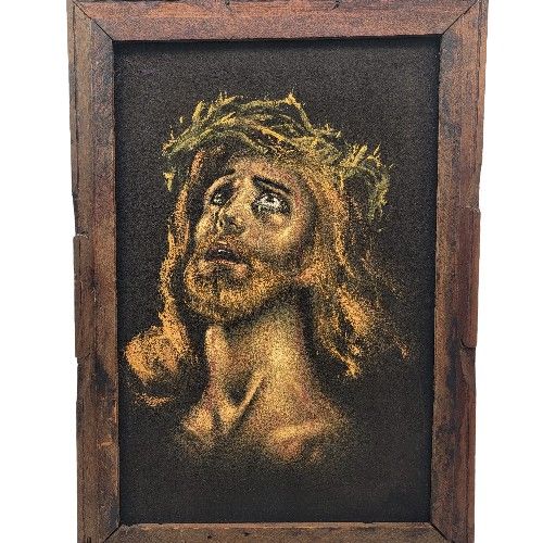 Vintage Black Velvet Jesus Painting 70’s/80’s Mexico