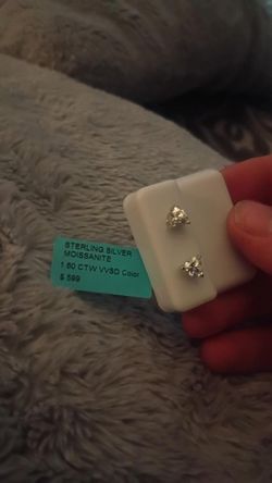 Sterling Silver Moissanite Stud Earrings 1.60 CTW