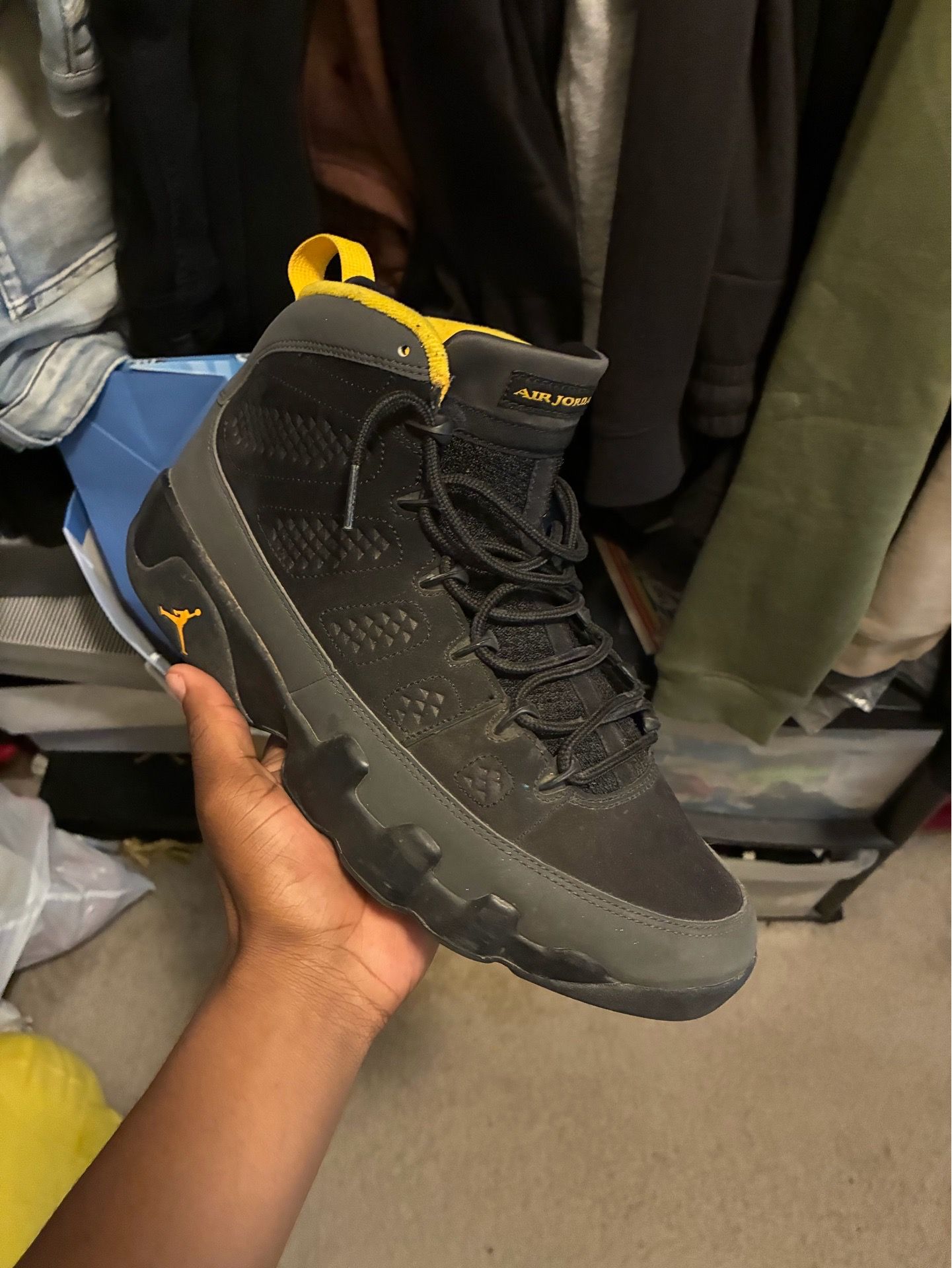 jordan 9 black and yellow