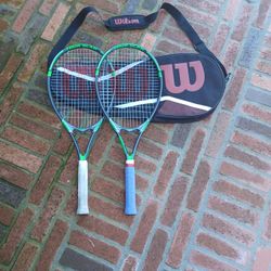 2 Wilson Tennis Rackets With Wilson Bag