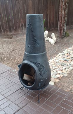 MEXICAN TERRACOTTA CHIMINEA WITH STAND